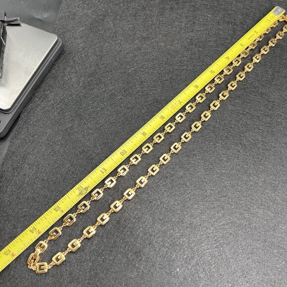 Vintage Givenchy G Link Gold Plated Chain Necklace 30” Long Signed 8mm Wide - Picture 4 of 10
